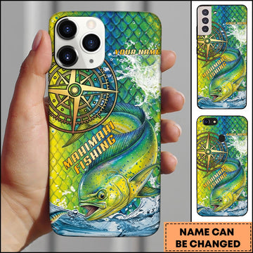Joycorners Mahi-mahi Fishing Compass Water Splash Personalized Name 3D Phone Case