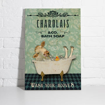 Joycorners Charolais Shower Portrait Canvas