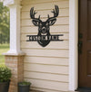 Maxcorners Personalized Buck Hunting Metal Sign WITH LED/WITHOUT LED Light Rustic Deer Head Wall Art Hunter Gift Cabin Man Cave Decor MT0110