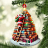 Joycorners Custom Name Santa Book Tree Ornament, Christmas Gift for Book Lover 2D Flat LM2211