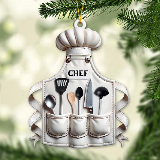 Joycorners Custom Name Chef Ornament, Christmas Gift for Cooking Lover 2D Flat LM2211