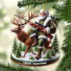 Joycorners Custom Name Santa Deer Hunting Ornament, Deer Hunter Christmas Gift 2D Flat LM2211