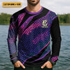 Joycorners The Lone Below Shark And Skull Purple Fishing Shirt, SPF Shirt For Men, Men's Fishing Shirt