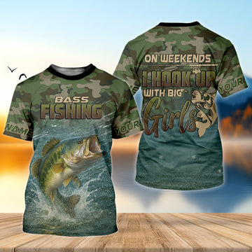 Joycorners On Weekends I Hook Up With Big Girls Camo Bass Fishing Shirt, Funny Fishing Shirt, Fishing Shirts For Men