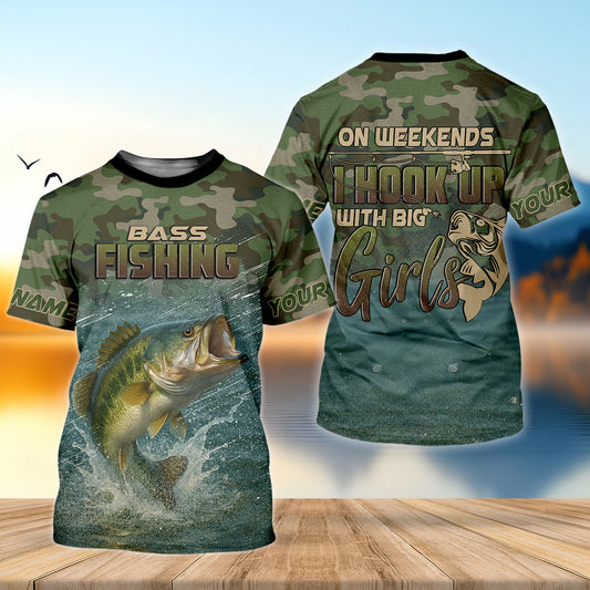 Joycorners On Weekends I Hook Up With Big Girls Camo Bass Fishing Shirt, Funny Fishing Shirt, Fishing Shirts For Men