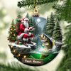 Joycorners Custom Name Santa Fishing Ornament, Fishing Lover Christmas Gift 2D Flat LM2211