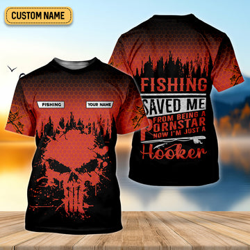 Joycorners Fishing Saved Me From Being A Pornstar Red Fishing Shirt, Funny Fishing Shirt, SPF Shirt For Men, Gift For Fisherman