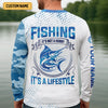 Joycorners Fishing It's Not A Hobby It's A Lifestyle Blue Camo Fishing UPF Shirts, Blue Marlin Fishing Shirts For Men