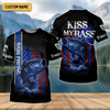 Joycorners Kiss My Bass Patriotic Fishing Shirt, SPF Shirt, Funny Fishing Shirt, Fishing Shirts For Men, Bass Fishing
