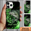 Joycorners Fishing Green Flame Energy Personalized Name Phone Case (10 Fish Species)