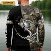 Joycorners Camo Black Fishing UPF Shirts, Camouflage Fishing Shirts, Fishing Gifts For Men, Men's Fishing Shirt