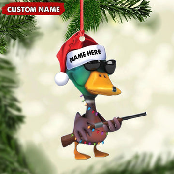 Joycorners Personalized Funny Duck Hunting Acrylic Christmas Ornament – Custom Gift for Hunters & Outdoor Lovers MT1111