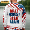 Joycorners Make Fishing Great Again Patriotic Fishing Shirt, Red White Blue Fishing UPF Shirts, Men's Fishing Shirt