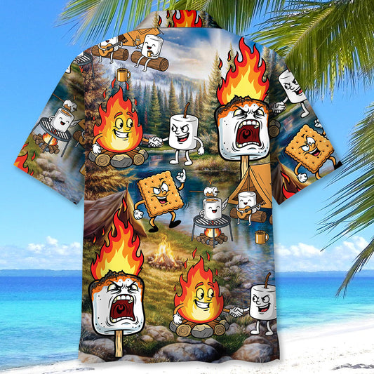 Joycorners Vintage Camping Marshmallow Hawaiian Shirt