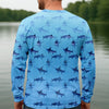 Joycorners Swordfish Pattern Blue Fishing Shirt, Cute Fishing Outfits, SPF Shirt For Men, Men's Fishing Shirt