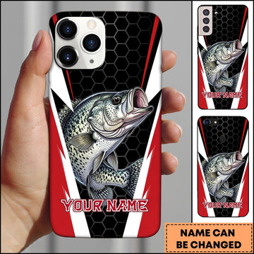 Joycorners Crappie Honeycomb Pattern Red White Sport Design Personalized Name Phone Case
