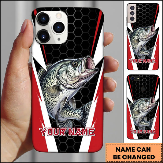 Joycorners Crappie Honeycomb Pattern Red White Sport Design Personalized Name Phone Case