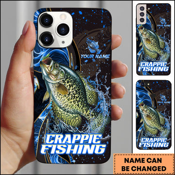 Joycorners Crappie Fishing Blue Flame Smoke Line Premium Style Sport Personalized Name Phone Case