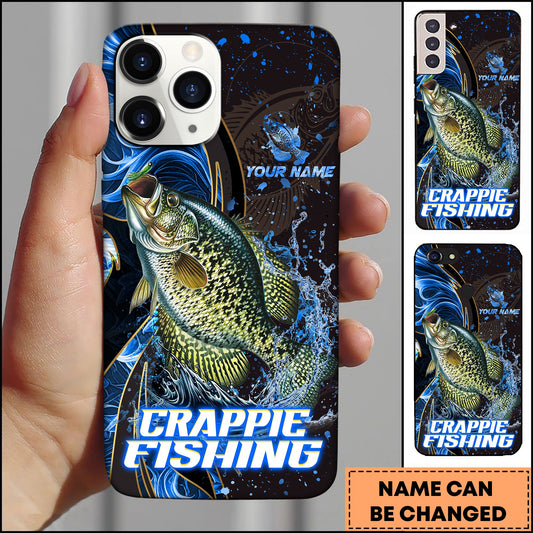 Joycorners Crappie Fishing Blue Flame Smoke Line Premium Style Sport Personalized Name Phone Case