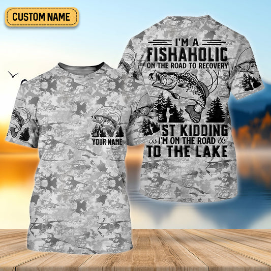 Joycorners I'm A Fishaholic On The Road To Recovery Fishing UPF Shirts, Funny Fishing Shirt, Fishing Shirts For Men