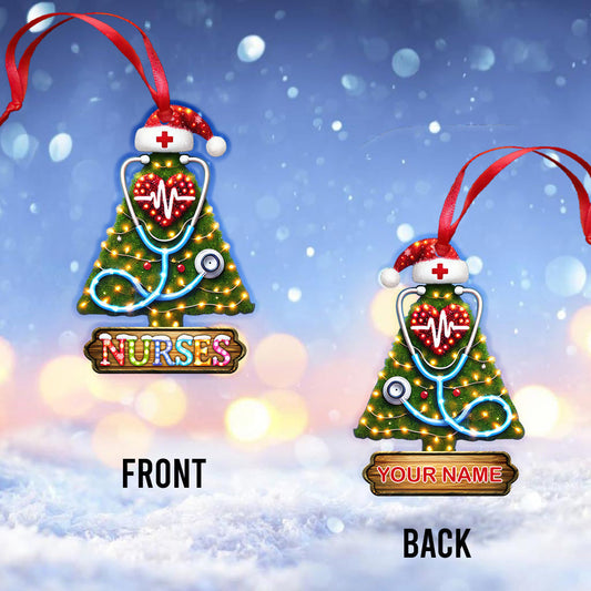 Joycorners Custom Name Nurse Ornament, Home Decor Christmas Gift 2D Flat LM2211
