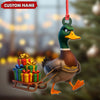 Joycorners Funny Duck Acrylic Christmas Ornament - Mallard Pulling Gifts, Unique Christmas Gift for Hunters MT1111