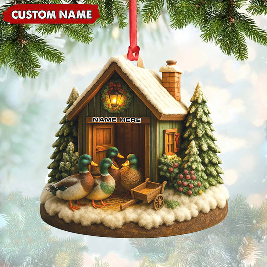 Joycorners Personalized Acrylic Mallard Duck Family Christmas Ornament – Rustic Holiday Cabin Decor for Nature & Wildlife Lovers MT1111