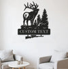 Maxcorners Personalized Elk Hunting Metal Sign WITH LED/WITHOUT LED Light Deer Forest Scene Custom Name Rifle Wall Art Hunter Gift MT0110