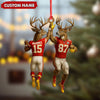 Joycorners Personalized Football Christmas Ornament, Custom Name Deer Players Red Jersey, Funny Kansas City Football Fan Gift Decoration MT2411