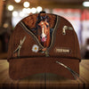 Personalized epic art horse Happiness zip leather pattern cap