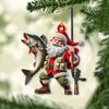 Joycorners Custom Name Santa Fishing Ornament, Fishing Lover Christmas Gift 2D Flat LM2111