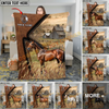 Joycorners Horse Running in Rustic Farm Landscape Leather Patch Style Personalized Name 3D Blanket (8 Breeds)