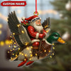 Joycorners Personalized Santa Riding Duck Ornament, Custom Name Christmas Gift for Hunters MT1111