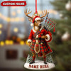 Joycorners Personalized Scottish Deer Ornament, Custom Name Highland Bagpiper Christmas Decoration MT1111