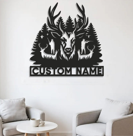 Maxcorners Personalized Deer Hunting Metal Sign WITH LED/WITHOUT LED – Rustic Cabin Wall Decor, Gift for Hunters MT0110