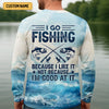 Joycorners I Go Fishing Because I Like It Not Because I'm Good At It SPF Shirt, Gift For Fisherman, Fishing Shirts For Men