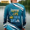Joycorners Rippin' Lips & Takin' Sips Fishing SPF Shirt For Men, Gift For Fisherman, Fishing Shirts For Men