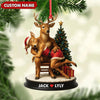 Joycorners Personalized Acrylic Deer Couple Christmas Ornament – Romantic Holiday Decor for Couples & Wildlife Lovers MT1111