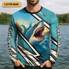 Joycorners Shark Fishing SPF Shirts, Shark Attack Danger Area Fishing Shirts For Men, Funny Fisherman Gift