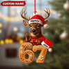 Joycorners Personalized Deer Christmas Ornament, 67 Gingerbread Number Decoration 2025, Funny Buck Birthday Holiday Tree Gift MT2411