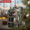 Joycorners Custom Hunting Backpack Acrylic Ornament – Personalized Tactical Gift for Hunters & Veterans MT1111