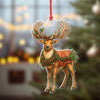 Joycorners Personalized Elegant Christmas Reindeer Acrylic Ornament – Festive Deer with Wreath and Ornaments, Holiday Wall Art for Cozy Home Decor, Luxury Christmas Gift Idea MT1111