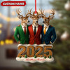 Joycorners Personalized Brothers Forever 2025 Christmas Ornament, Custom Name Deer Trio in Suits, Funny Family Brother Gift Decor MT2411