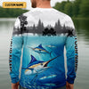 Joycorners Blue Marlin Fishing SPF Shirt For Men, Performance Fishing Shirts, Gift For Fisherman, Men's Fishing Shirt