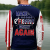 Joycorners Make Fishing Great Again Patriotic Fishing Shirt, American Flag Fishing Shirt, Fishing UPF Shirts, Men's Fishing Shirt