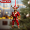 Joycorners Personalized Karate Deer Ornament, Custom Name Martial Arts Christmas Decoration MT1111