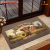 Joycorners Cow With Sunflower Rustic Barn Farm Name Doormat (10 Cattle Breeds)