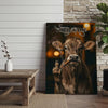 Joycorner Brown Swiss Smoking Cow Flipping Finger Attitude Wall Art Custom Name Rustic Canvas