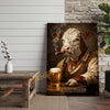 Joycorners Cattle Cow Farmhouse Hereford Cow Drinking Beer Personalized Name Canvas