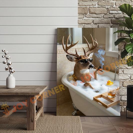 Joycorner Buck Deer Luxury Bathtub Cigar Whiskey 3D Wrapped Canvas